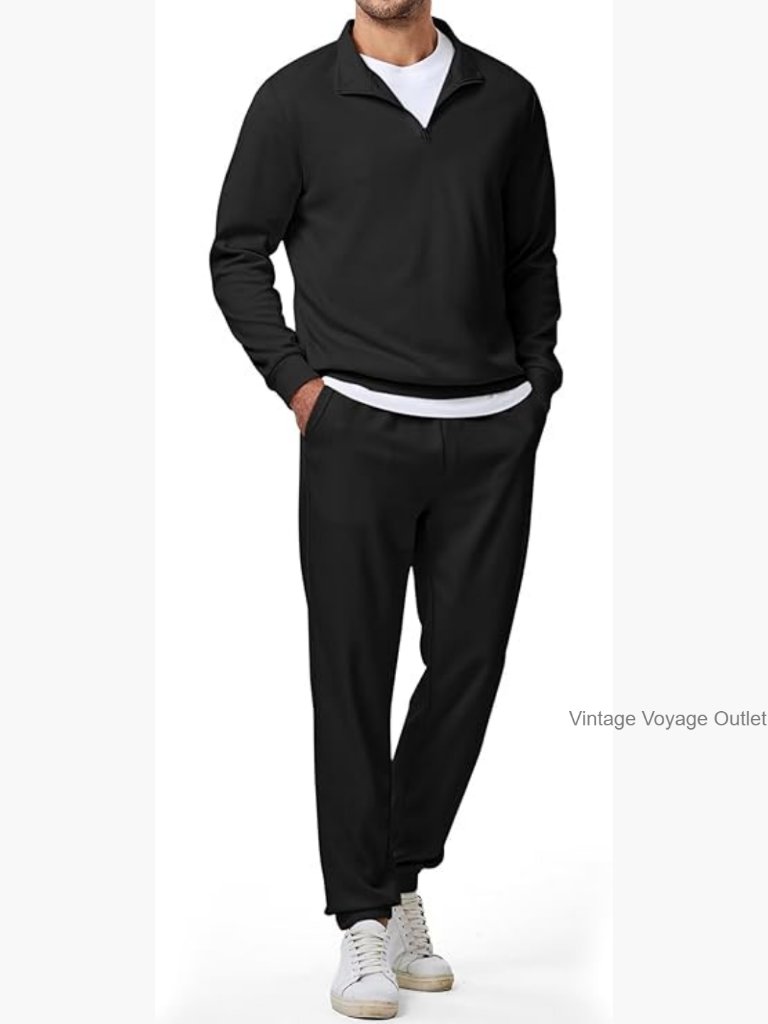 Men's 2 Piece Tracksuit Quarter Zip Pullover Jogging Set Sweatpants Loungewear